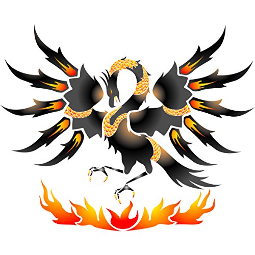 Phoenix Stencil, 8.5 X 7 Inch (S) - Classic Mythical Dragon Wall Art Decor Stencils For Painting Template #TOP4