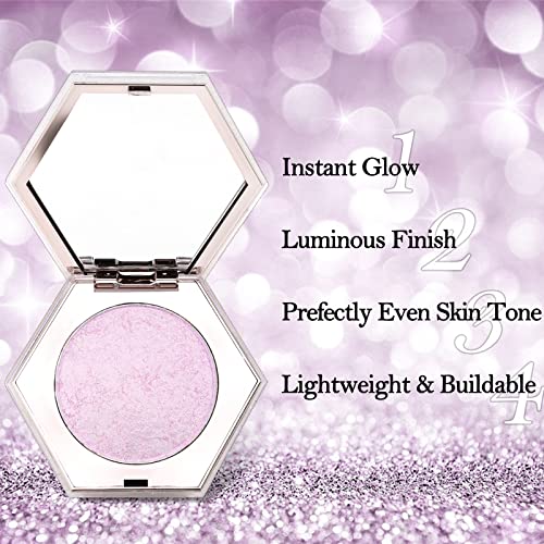 Erinde Pink Purple Face Highlighter Makeup Palette, Shimmer Diamond Glitter Highlighter Powder For Face Body, Face Highlighters Makeup & Luminizers Palette, Long-Lasting Lightweight, 02# #TOP4