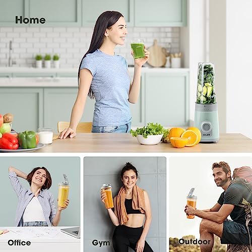 Image of iSiLER Personal Blender, 300W Portable Blender for Shakes Smoothies with 20 Oz Travel Cup, Smoothies Maker Mixer for Protein Frozen Ice Baby Food, Grinder for Coffee beans with 10 Oz Cup BPA free