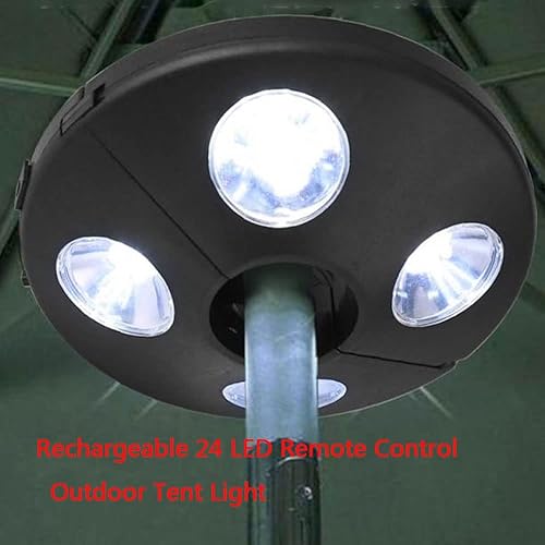 Miniatura 7 de DOWNER Farol de vela, luces de paraguas, luces de sombrilla de jardín, luz de sombrilla de patio con 24 LED, poste de tienda de campaña montado o