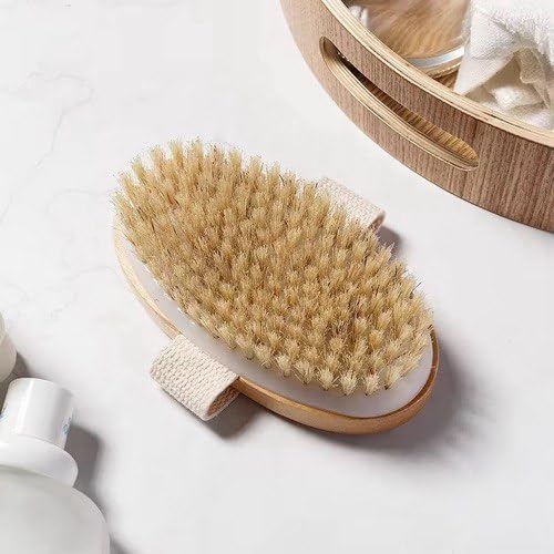 Cepillo de masaje en seco de cerdas naturales – Terra Touch ovalado de madera