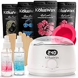 KoluaWax Premium Waxing Kit for Women - Beginner Friendly - Complete Wax Kit that includes 14oz of Wax Beads, Applicator, Pre and Post Care, Suitable for Sensitive Skin (White)