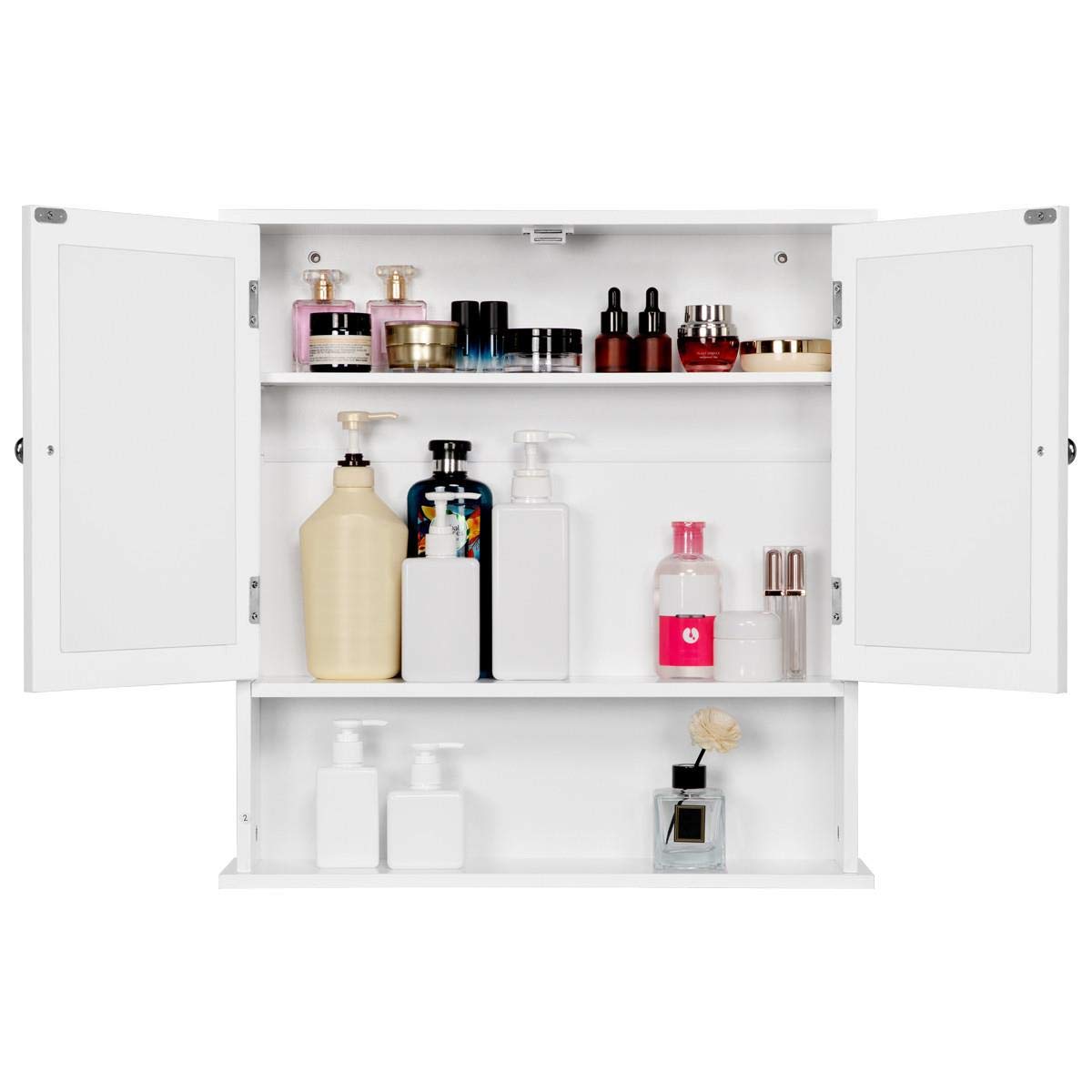 Yaheetech Armadio da parete con specchio, ripiano regolabile in altezza, per bagno/cucina, 56 x 13 x 58 cm, bianco