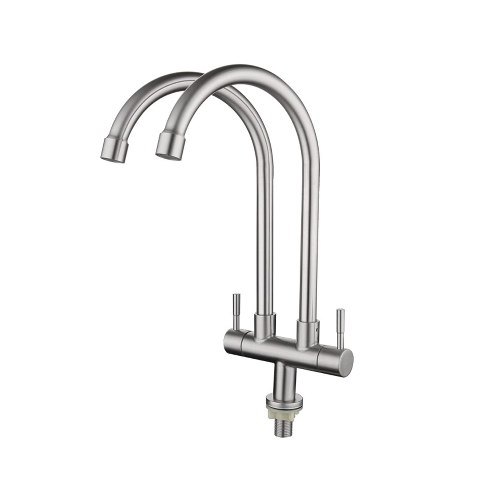 Robinet de cuisine double sortie en acier inoxydable 304 orientable