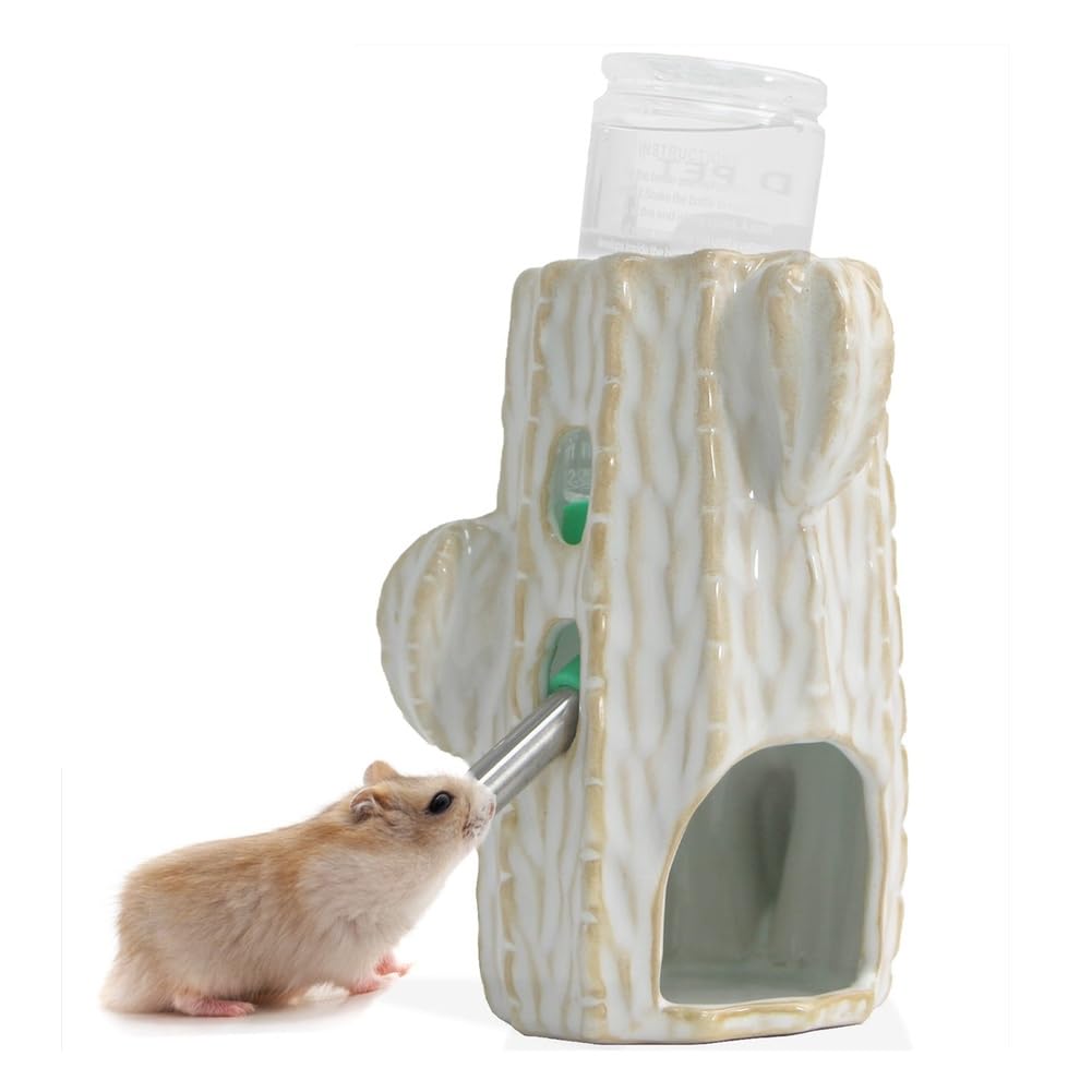 Kleine Haustier Wasserflasche mit Ständer, Einstellbarer Automatischer Trinkspender, Versteckboden für Hamster, Maus, Rennmäuse, Igel