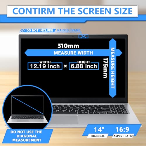 Image of Magnetic Laptop Privacy Screen 14 Inch 16:9, Removable Privacy Filter | Compatible with Samsung HP Dell Asus Acer Sony Lenovo LG Thinkpad Toshiba, Anti Spy, Anti Glare, Blue Ray Reduction