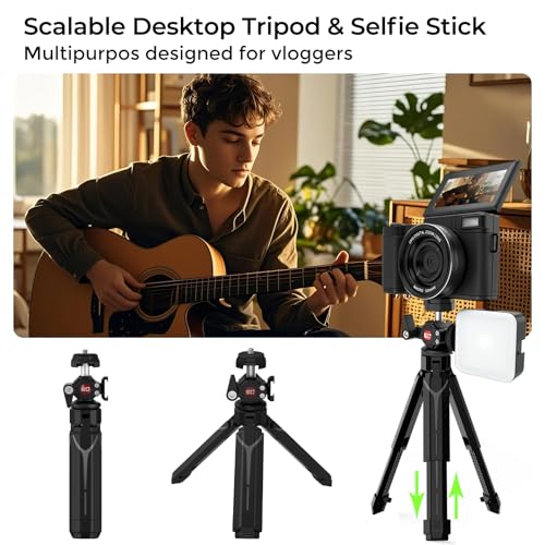 5K Vlogging Camera with WiFi 64MP 4K Digital Camera for Photography Vlog Camera with Flip Screen Video Camera for YouTube with Selfie Light, Desk Tripod, Batteries - Image 6
