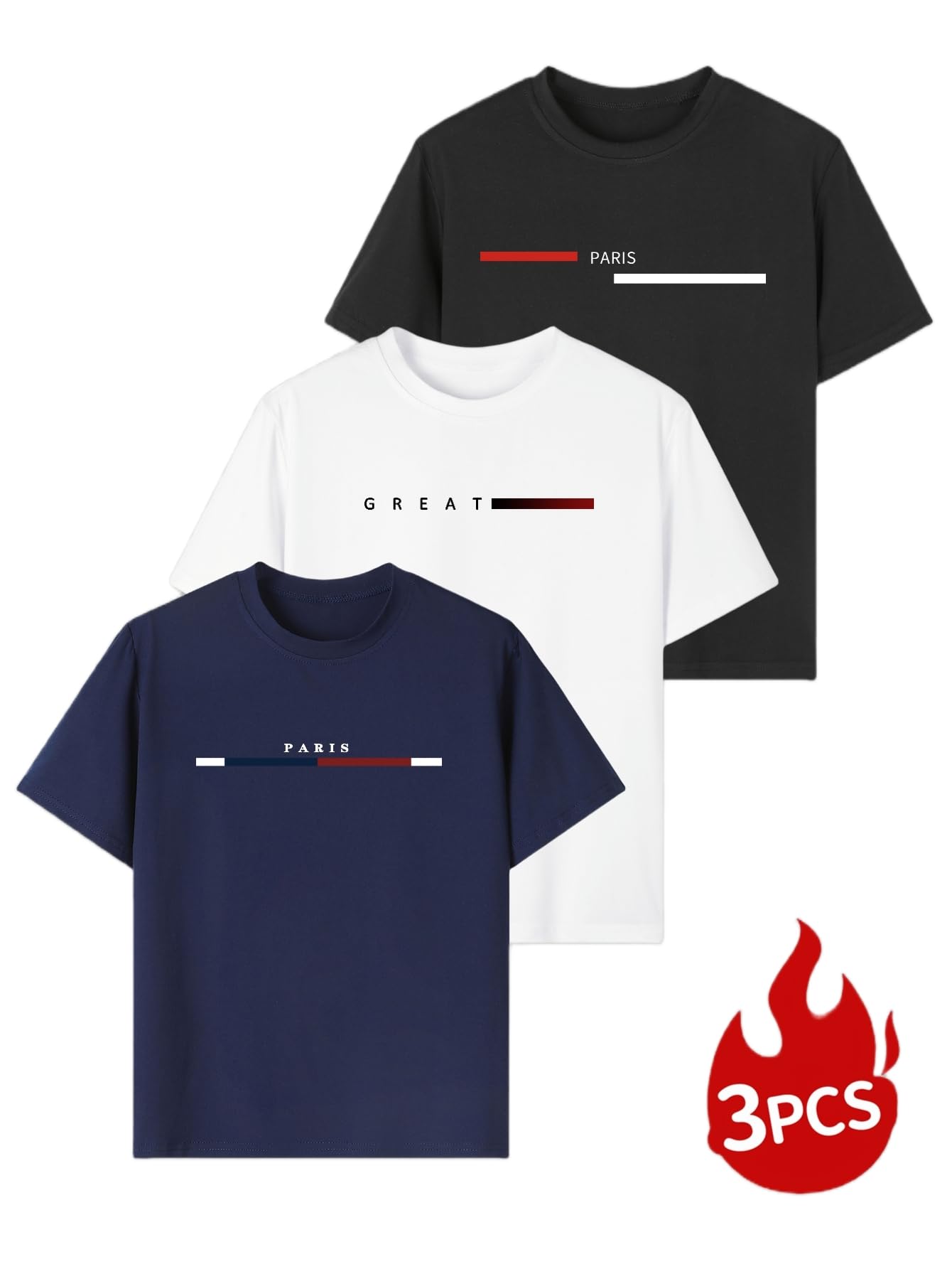 Paquete de 3 camisetas estampadas de manga corta con cuello redondo para niños de 8 a 14 años — view 7