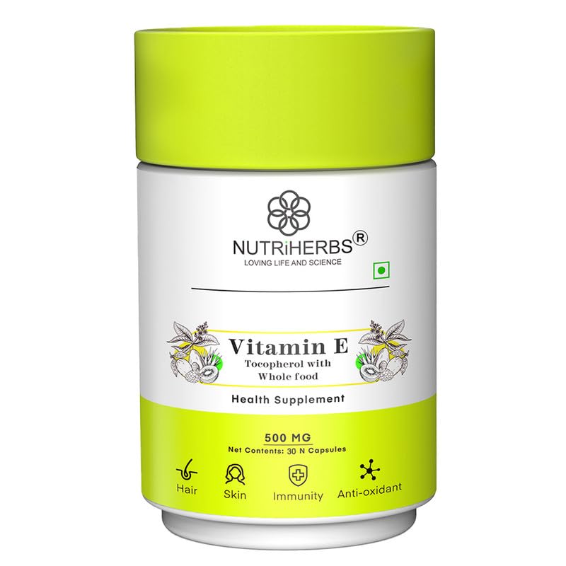 NUTRiHERBS Vitamin E 500mg Capsules for Hair Growth, Skin & Nail Health, Antioxidant Support – 30 Capsules – for Men & Women (B0D6VSD7P5) Amazon Price History, Amazon Price Tracker