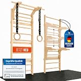 VALENESS® Holz-Sprossenwand mit Klimmzugstange, Dip-Station und...