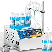 Hanchen 6 Head Liquid Filling Machine 1-135 Fl Oz Automatic Bottle Filler Dispenser Diaphragm Pump Bottling Machine for MCT Oil, Milk, Beverage, Water, Juice110v 60Hz, US Plug