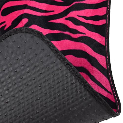 A Set Of 4 Universal Fit Safari Animal Print Carpet Floor Mats - Hot Pink Zebra #TOP6