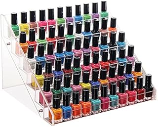 Trintion 6 Tiers Nail Polish Stand 66 Bottle Capacity Acrylic Clear Nail Polish Display Essential Oil Stand Holder Makeup Organizer 12.1x9.76x7.28 Inches