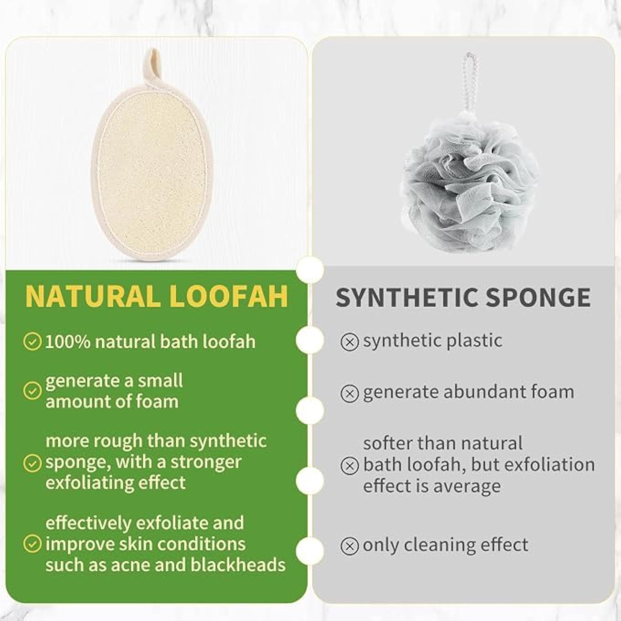 Natural Loofah Body Scrubber with Hand Strap, Pack of 2
