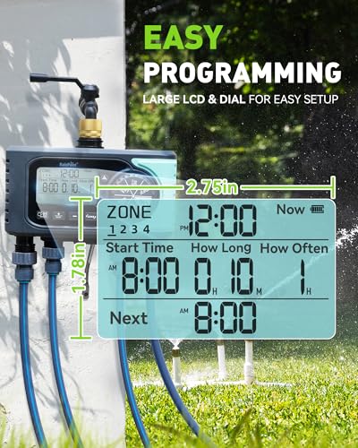 image for RAINPOINT Sprinkler Timer, 4 Outlets Hose Timer with Brass Inlet with 