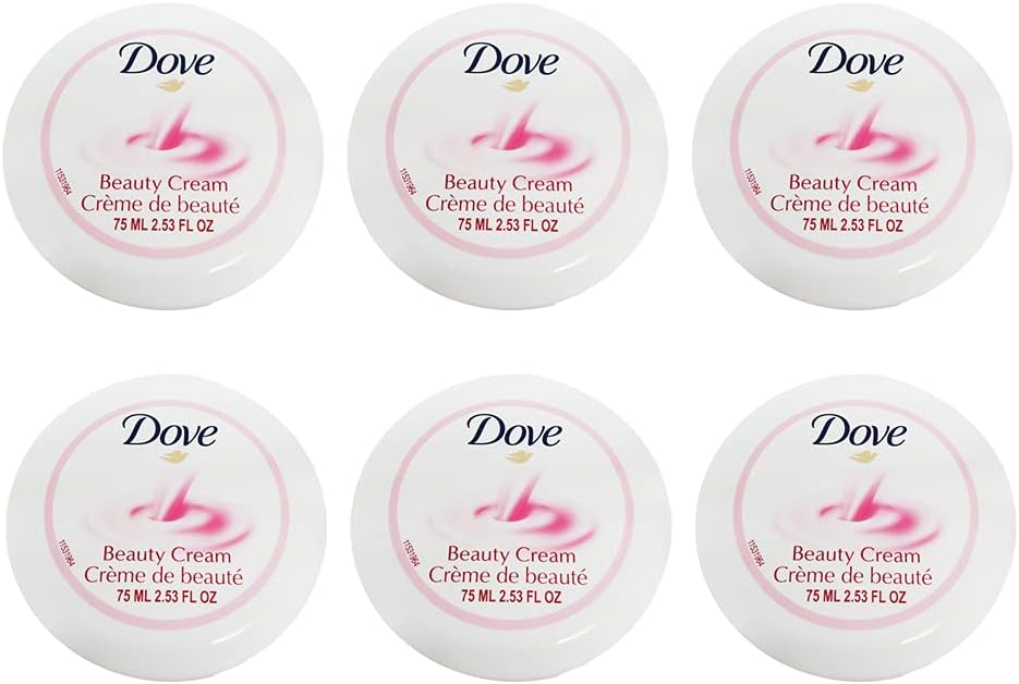 Dove Nourishing Body Care Face, Hand and Body Beauty Cream for Normal to Dry Skin Lotion for Women with 24 Hour Moisturization, 2.53 FL OZ (Pack of 6)