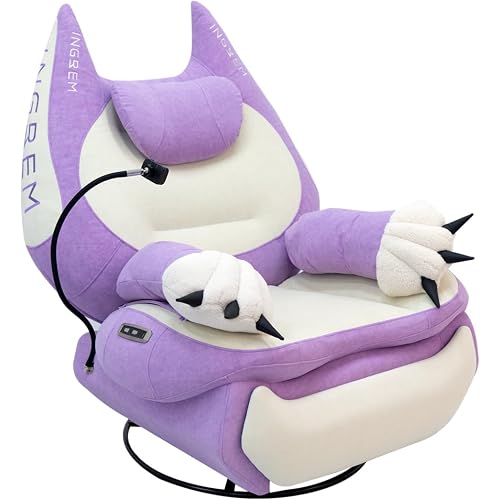 INGREM Smart Recliner with Adjustable Settings, Voice-Activated Home Theater Gaming Seat Rocker, Electric Lounge Chair Featuring USB Port ，Phone Holder and Cat Claw Armrest (Purple)