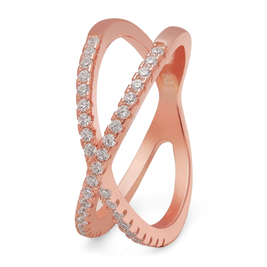 925 Sterling Silver Studded Ring | Rose Gold Plated Romantic Cubic Zirconia Gift Ideas-Women Ring | With Certificate of Authenticity and 925 Hallmark-image-15
