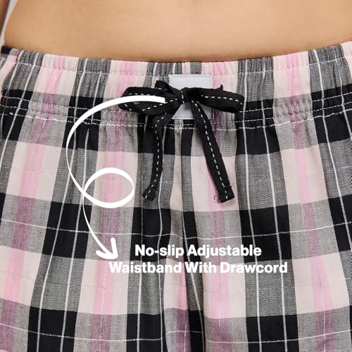 Image of Nykd (NYS141) Checked Pure Cotton Pyjama Sleepwear Pants for Women | Relaxed Fit with Non-Slip Elasticated Waistband, Adjustable Drawcord & 2 Side Pocket | Ideal for Night, Lounge & Daily Wear