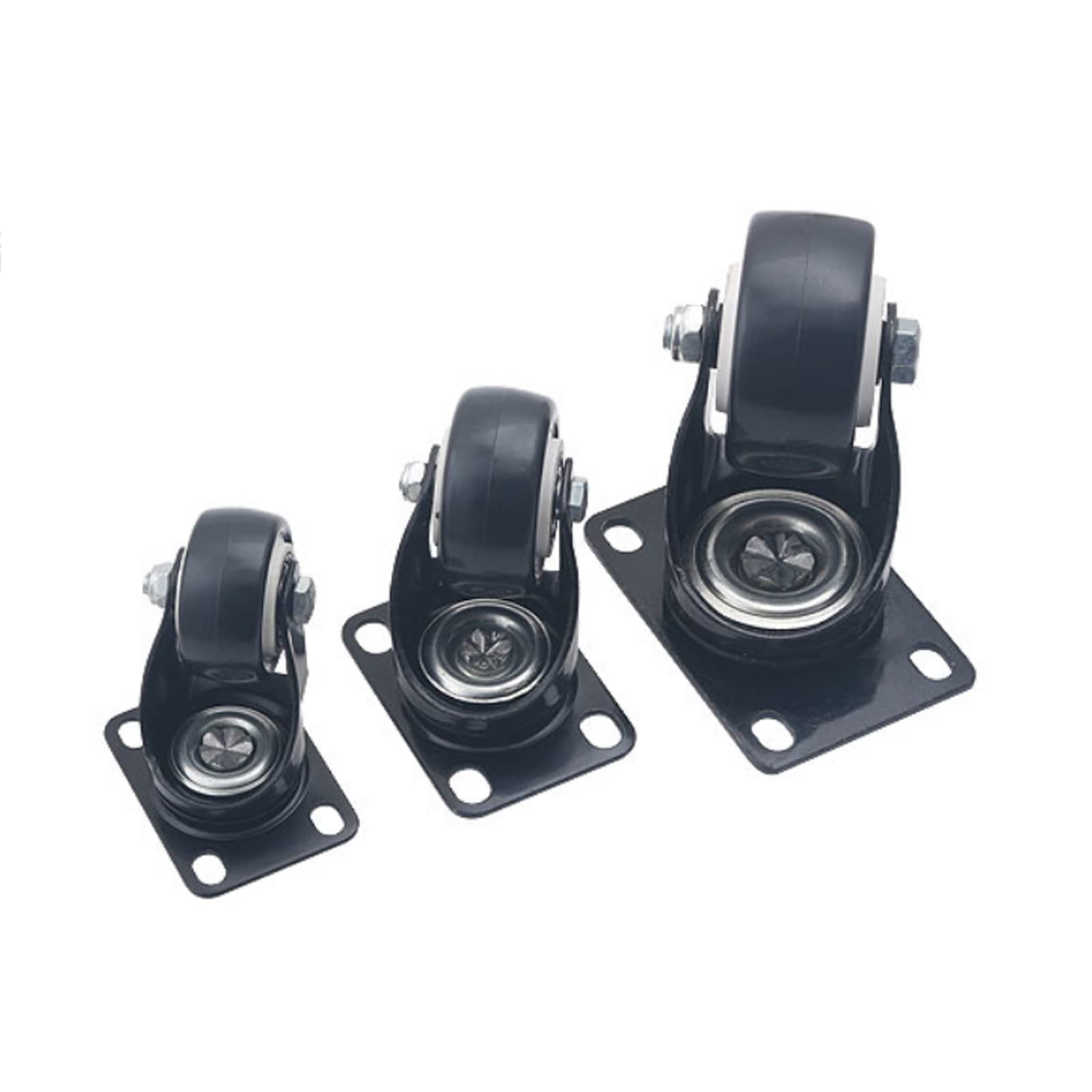 Lot de 4 roulettes pivotantes pour charges lourdes - 49 mm - Avec plaque silencieuse pour meubles - En polyuréthane - Capacité de charge de 200 kg - Avec vis - Standard