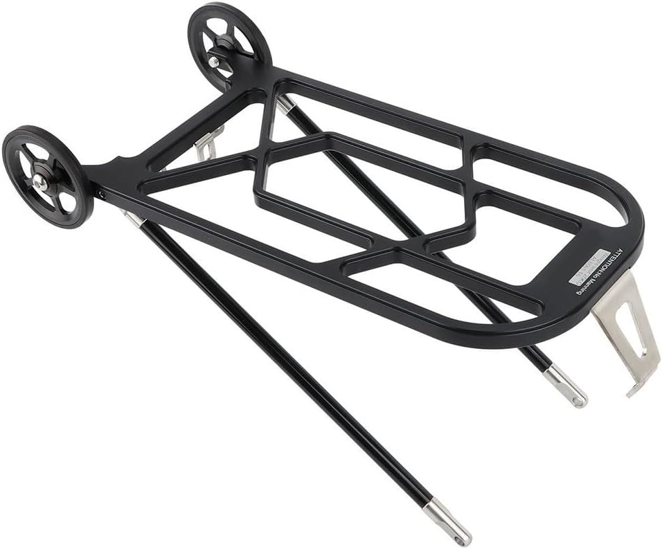 CNC Machined Aluminum Rear Cargo Rack For Brompton Folding Bicycle, Ultralight Alloy Luggage Holder Compatible With For 3Sixty United Trifold Models(black)