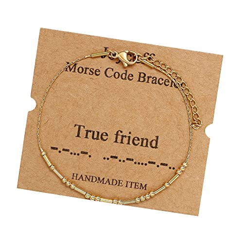 JoycuFF Friendship Morse Code Bracelets Inspirational Gifts For Best Friends Women Mother Aunt Sister Mothers Day Birthday Christmas Stianless Steel Jewelry