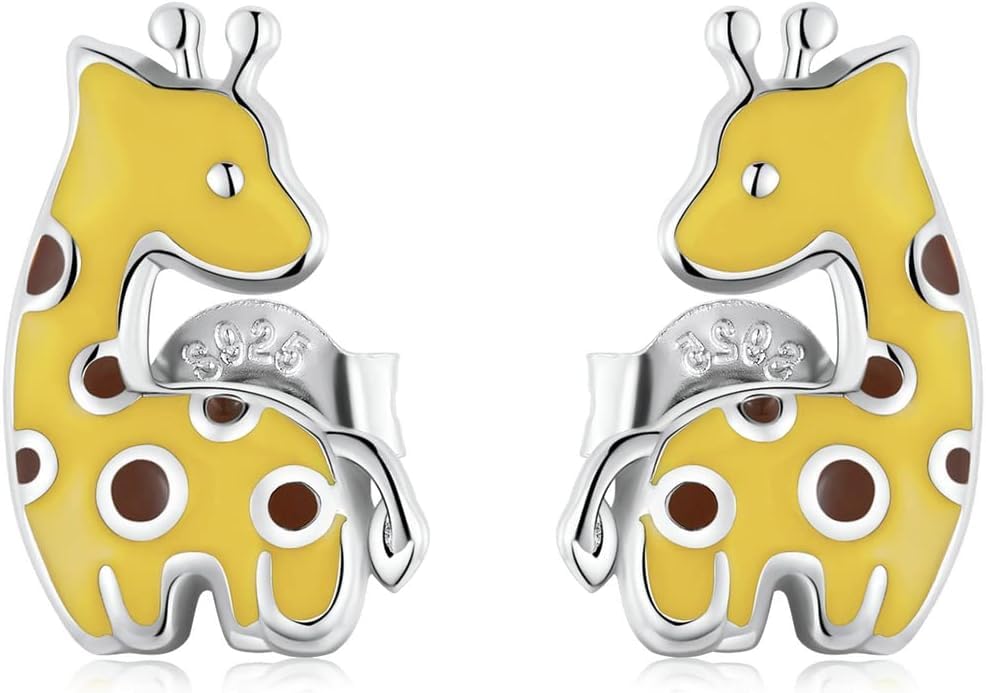 Boucles d'oreilles girafe argent 925, parfaites pour vos soirées