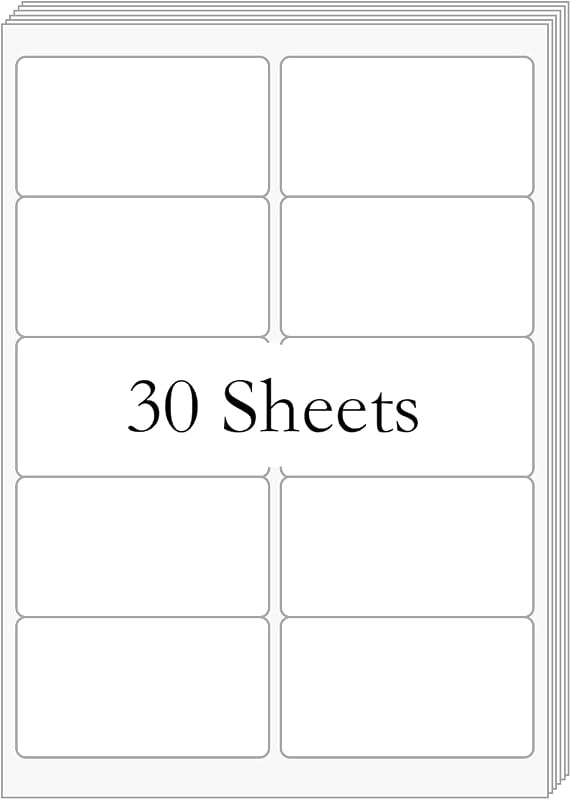 2” x 4” (300 Labels) Shipping Mailing Labels, Printable White Sticker Label for Laser Inkjet Printer, Permanent Adhesive Mailing Address Labels for Packages Envelopes (30 Sheets)