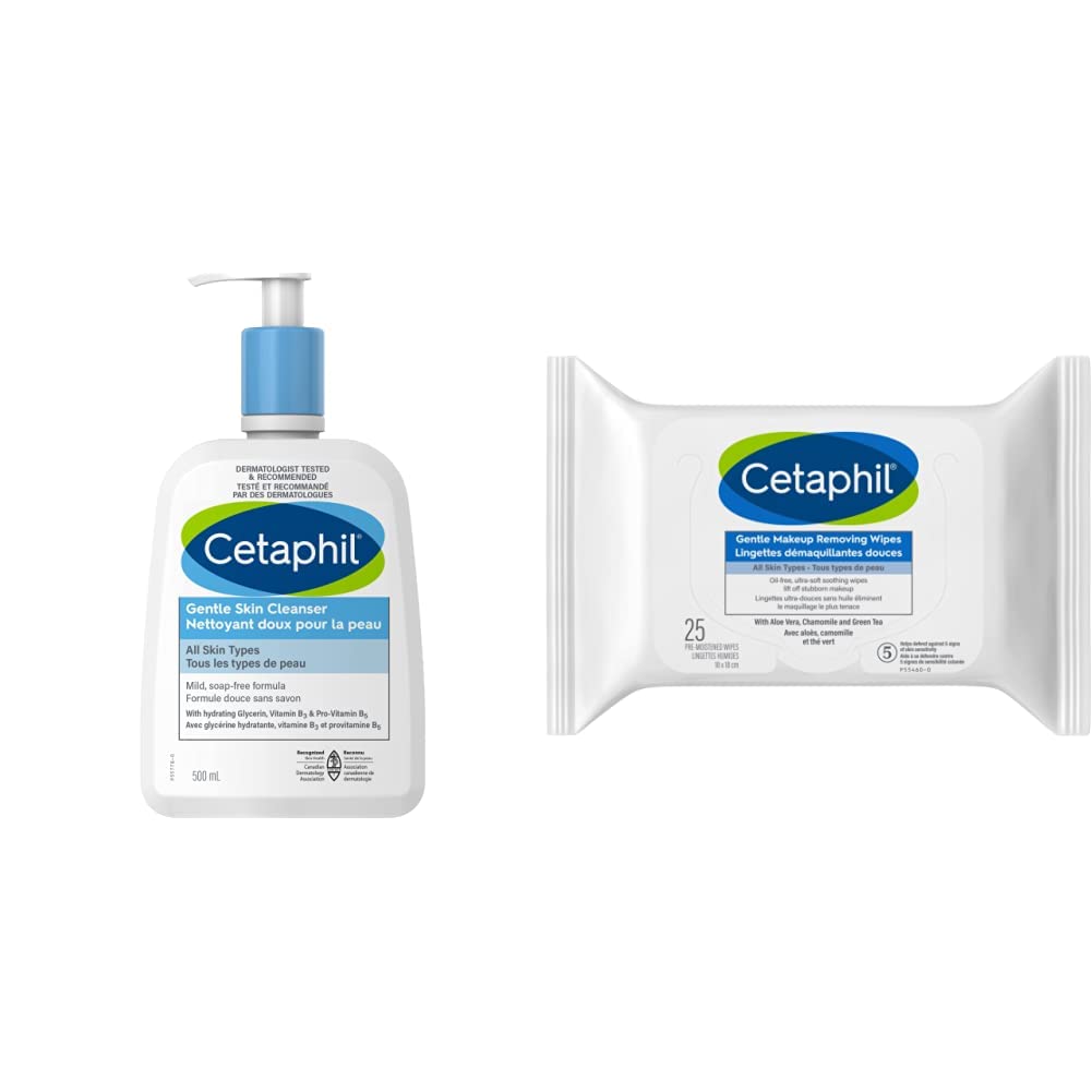 Cetaphil Gentle Skin Cleanser (500ml) + Cetaphil Gentle Makeup Removing  Wipes (25-Count) : Amazon.ca: Beauty & Personal Care