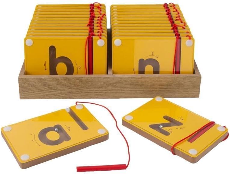 Fun Express 13 3/4" x 9 3/4" Lowercase Alphabet Wood Tracing Boards – 26 Pieces