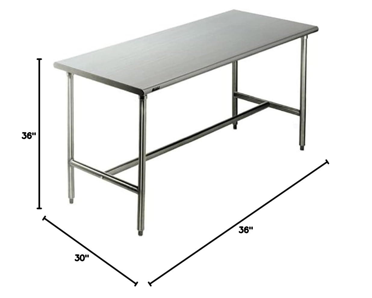 Eagle Group CRT3036T-H-Frame Cleanroom Table, Solid Top, H-Frame, Brushed Stainless Steel Finish, 30" Wide, 36" Length