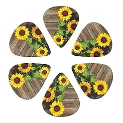 ASDTEHCY Lot de 6 médiators en celluloïd, motif tournesol sur bois pour guitares acoustiques, électriques, basses ou… - Les Beatles, Paul McCartney, John Lennon, RIngo Starr, George Harrison ASDTEHCY Lot de 6 médiators en celluloïd, motif tournesol sur bois pour guitares acoustiques, électriques, basses ou… – Image 2