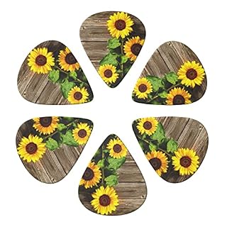 ASDTEHCY Lot de 6 médiators en celluloïd, motif tournesol sur bois pour guitares acoustiques, électriques, basses ou… - Les Beatles, Paul McCartney, John Lennon, RIngo Starr, George Harrison ASDTEHCY Lot de 6 médiators en celluloïd, motif tournesol sur bois pour guitares acoustiques, électriques, basses ou… – Image 2