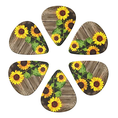 ASDTEHCY Lot de 6 médiators en celluloïd, motif tournesol sur bois pour guitares acoustiques, électriques, basses ou… - Les Beatles, Paul McCartney, John Lennon, RIngo Starr, George Harrison ASDTEHCY Lot de 6 médiators en celluloïd, motif tournesol sur bois pour guitares acoustiques, électriques, basses ou… – Image 3