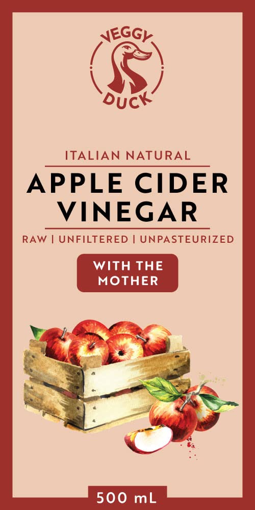 Vinagre de Sidra de Manzana Natural Italiano con la Madre 500ml Puro Sin Filtrar Sin Pasteurizar