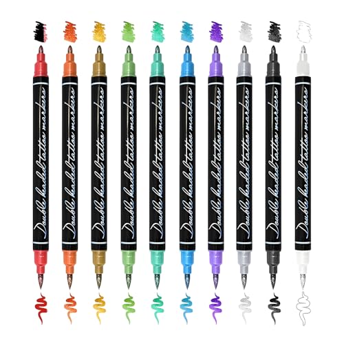 Marcadores Temporales Para La Piel,10 Colores Punta Doble Temporal - Kit Maquillaje Resistente Al Agua Para Dibujar Jóvenes Adolescentes Adultos Cumpleaños Carnavales Halloween