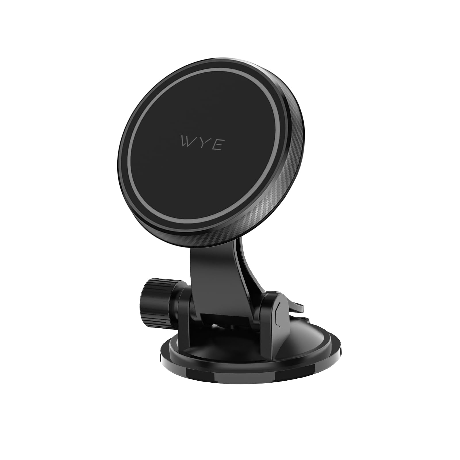 WYE Supporto magnetico da auto con braccio flessibile e rotazione a 360°, supporto per cruscotto e parabrezza con finitura in silicone antiurto in carbonio per smartphone, nero