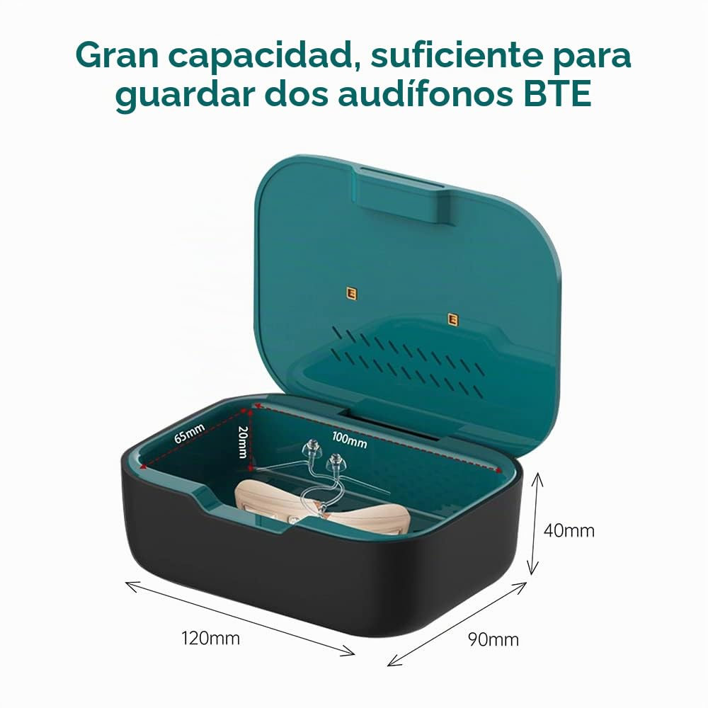 Secador Automático Multifuncional de Audífonos Ultra Violeta C(UVC) Con 2 Temperaturas y 2 Modos de Trabajo Accesorio para el Cuidado de los Audífonos