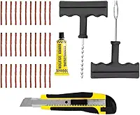 Kit De Reparo Remendo Para Pneu Sem Câmara Com 33 Macarrão E Estilete Lojista Borracharia
