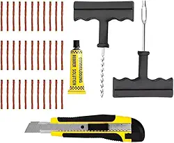 Kit De Reparo Remendo Para Pneu Sem Câmara Com 33 Macarrão E Estilete Lojista Borracharia