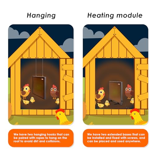 HüHnerstall Heizung füR Den Winter, 2 * 100 Watt Huhn Heizung Mit UnabhäNgigen Schalter und Netzkabel, Doppelseitige Energieeffiziente Heizplatte mit Thermostat füR GeflüGel