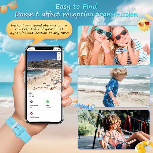 2-Pack Case for Tile Life360 Mate (2024),Soft Waterproof Silicone Bracelet for Tile Life360 Mate GPS Tracker,Adjustable Strap, for Kids/Child/Teen (Pink + Light Blue) - 4
