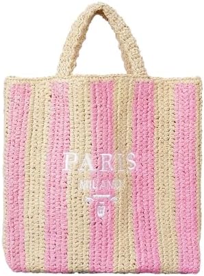 OWGSEE Straw Beach Bag for Women Summer Woven Tote Bag Packable Straw Purses and Handbags for Vacation Holiday