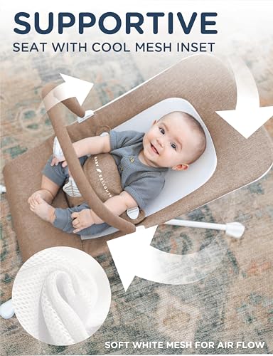Image of Baby Delight Highland Baby Bouncer | Infant | 0 - 6 Months | 3-Position Recline | Mocha Tweed