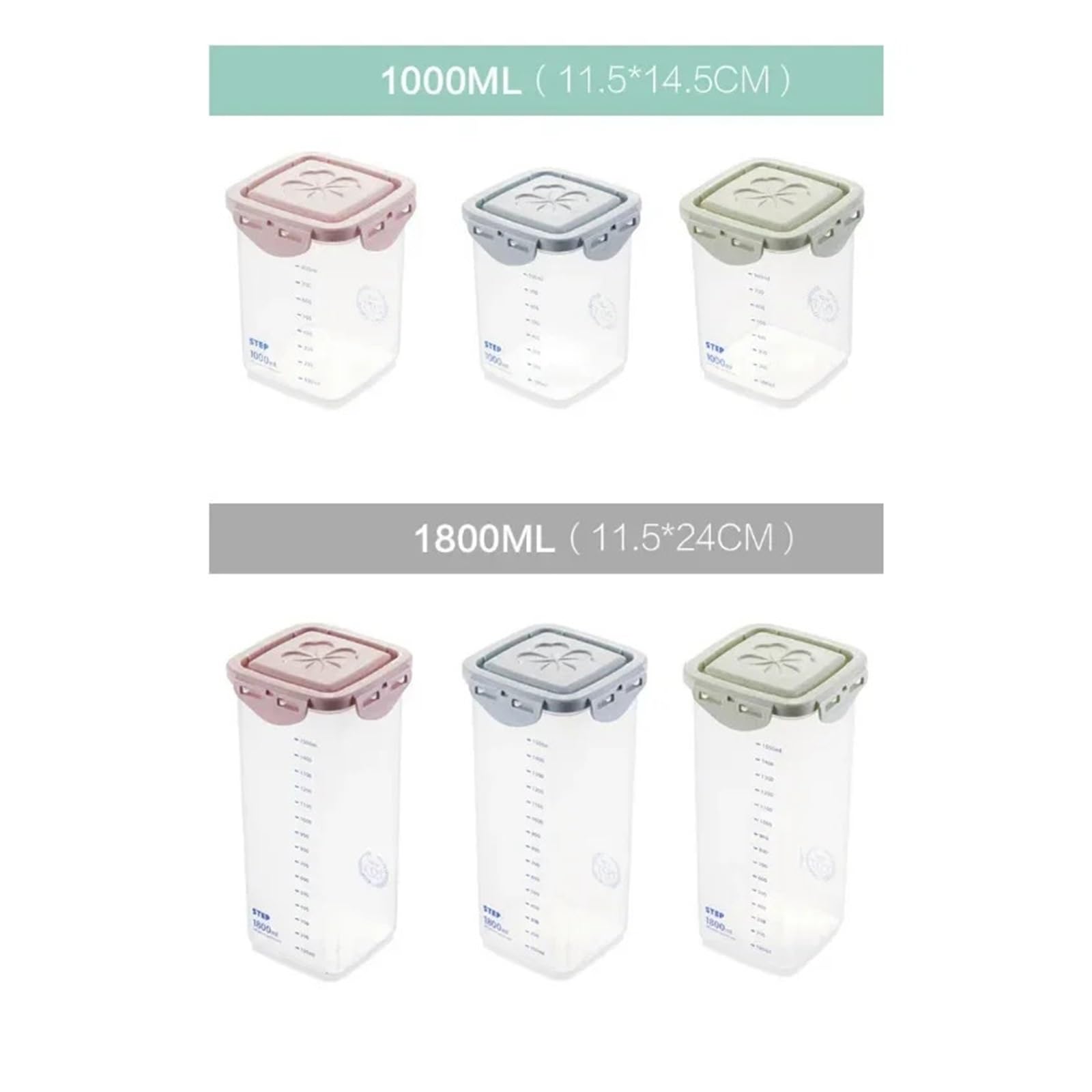 2 pezzi di scatola plastica serbatoio stoccaggio for alimenti contenitori ermetici lattine, compatibili con cereali grossolani(Pink 1000ml)