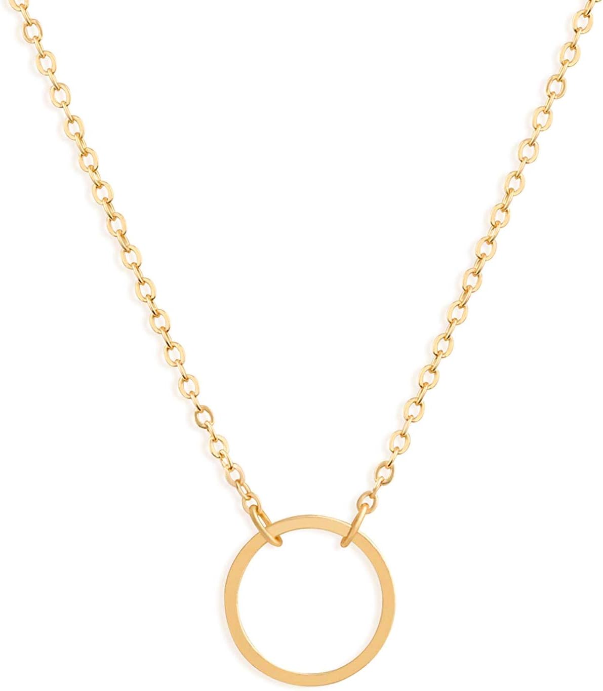 Fettero Circle Necklace Gold Open Karma Pendant 14K Gold Plated Dainty Simple Jewelry for Women