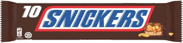 SNICKERS - Barre Chocolat au Lait, Cacahuètes & Caramel - 10 x 50g - Sachet de 10 Barres Chocolatées - Grand Format - 500g - 1