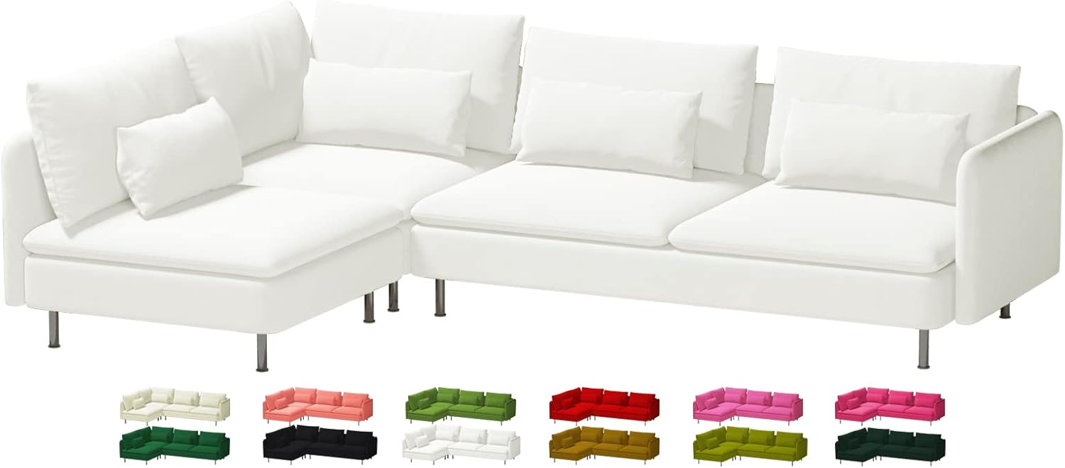 Custom Made Soderhamn Sectional Couch Velvet Replacement Covers Fits IKEA Soderhamn 5 Seat Sectional Sofa,Soderhamn Sofa Cover,Only Cover. (Light Grey)
