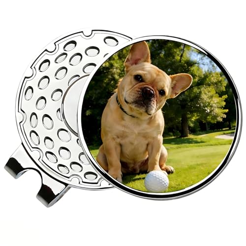 Custom Golf Ball Marker Hat Clip Personalized 1 Golf Ball Markers with Your Photo Logo or Text Golf Accessories for Men Women Golfers Corporate Branding Clubs (Silver)