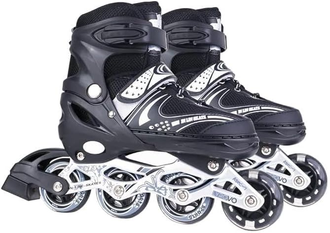 TRENDWAY TOYS 4 Wheel Inline Skates Skating Shoes for Boys and Girls Age 10 to 14 Years Liner Roller Skates for Kids with Skating Protection Kit Set, Size Medium (Multicolor)